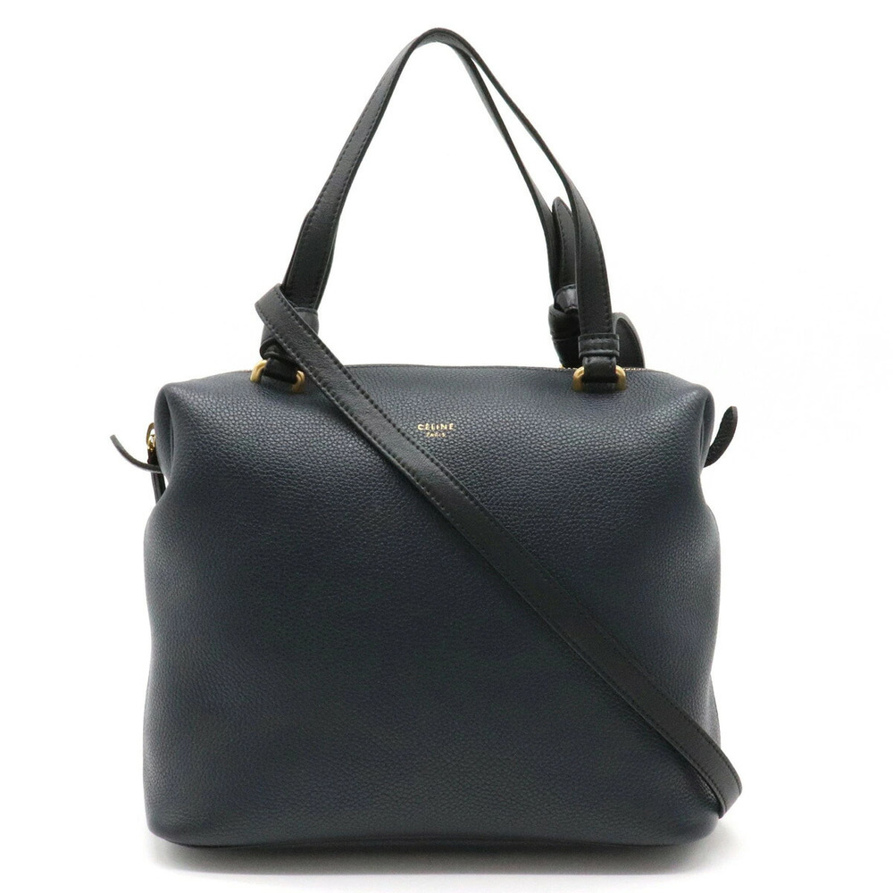 Celine Soft Cube 2way Shoulder Bag Leather Bi Navy Blue Black